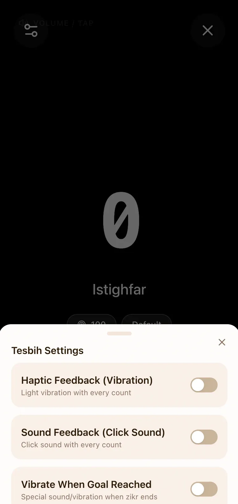 Ezkâr dhikr counter screen