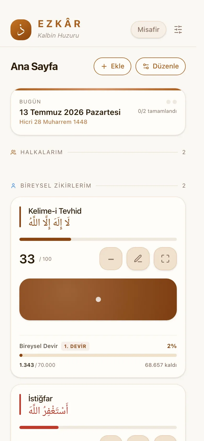 Ezkâr home screen