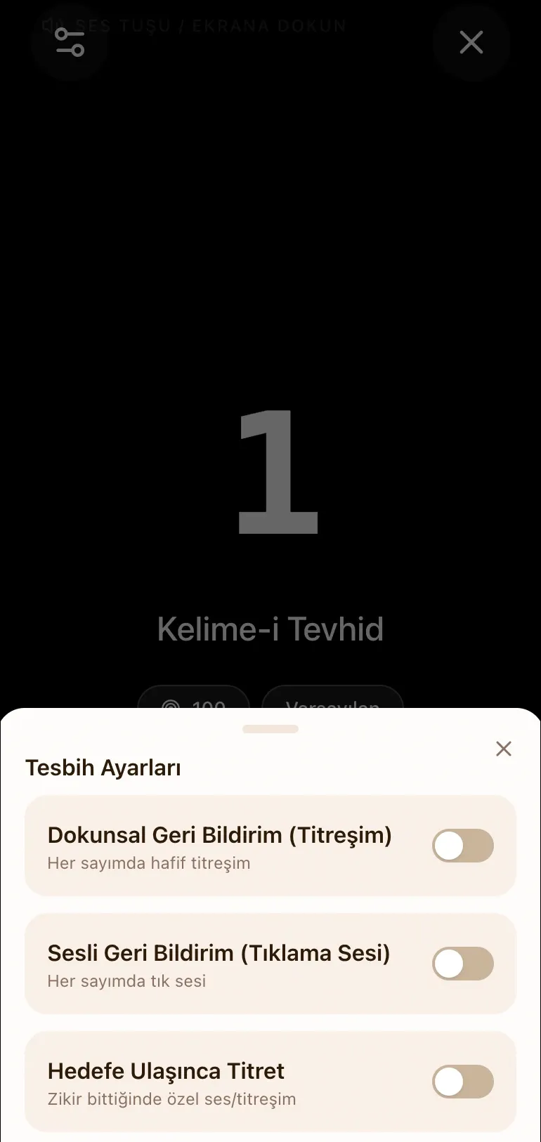 Ezkâr dhikr counter screen